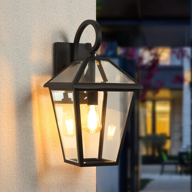 2-Pack Outdoor Wall Lanterns in Black Finish & Weatherproof